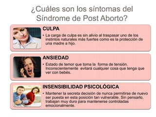 ¿Cuáles son los síntomas del Síndrome de Post Aborto? 