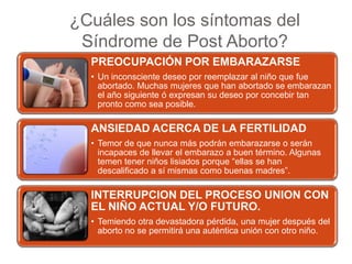 ¿Cuáles son los síntomas del Síndrome de Post Aborto? 