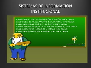 SISTEMAS DE INFORMACIÓN
      INSTITUCIONAL
 