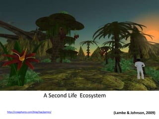 A Second Life  Ecosystemhttp://craigphares.com/blog/tag/games/(Lambe & Johnson, 2009)