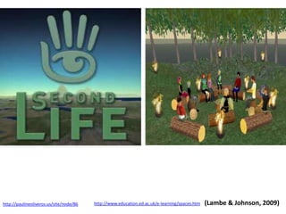 (Lambe & Johnson, 2009)http://www.education.ed.ac.uk/e-learning/spaces.htmhttp://paulineoliveros.us/site/node/86