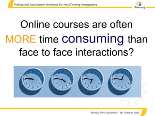 Online courses are often
MORE time consuming than
face to face interactions?
 