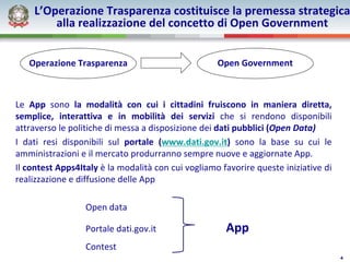 L’Operazione Trasparenza costituisce la premessa strategica
         alla realizzazione del concetto di Open Government


...