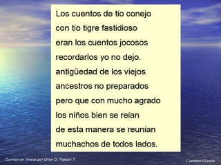 Cuentero Oliveño Cuentos en Versos por Omar O. Tejedor T. 