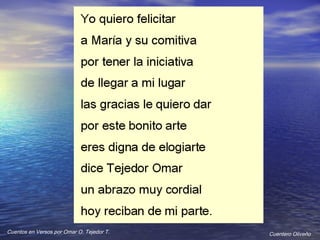 Cuentero Oliveño Cuentos en Versos por Omar O. Tejedor T. 