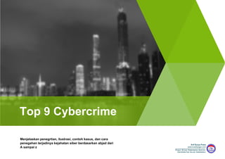 Macam Macam Kejahatan Siber ( Cybercrime )