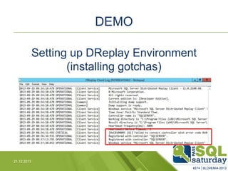 DEMO
Setting up DReplay Environment
(installing gotchas)

21.12.2013

 