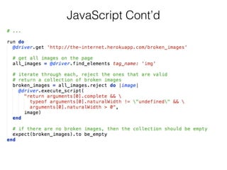 JavaScript Cont’d
 