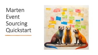 Marten
Event
Sourcing
Quickstart
 