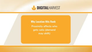 Why Location Hits Rank
Proximity affects who
gets calls (demand
may shift)
 