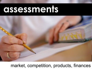 assessments market, competition, products, finances 
