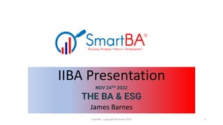 BA VALUE FOR AN ESG FRAMEWORK FOR A SUSTAINABLE BUSINESS MODEL IIBA | PDF