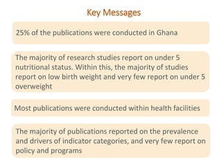 Ghana Systematic Map to guide decision-making on the current landscape of research on World Health Assembly indicators in West Africa