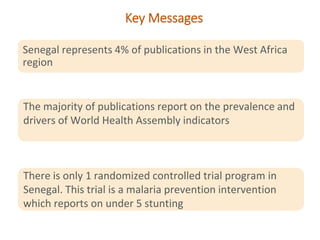 Senegal Systematic Map to Guide decision-making on the current landscape of research on World Health Assembly indicators in West Africa