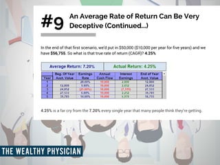 An Average Rate of Return Can Be Very
Deceptive (Continued...)#9
In the end of that first scenario, we’d put in $50,000 ($...