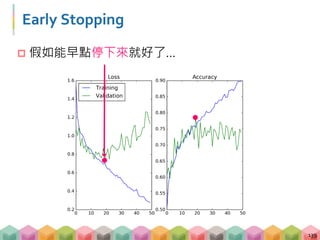 Early Stopping
 假如能早點停下來就好了…
139
 