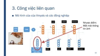 3. Công việc liên quan
■ Mô hình của của Vinyals và các đồng nghiệp
Nhược điểm:
Mất mát thông
tin ảnh
10
 