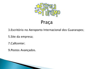 Praça Escritório no Aeroporto Internacional dos Guararapes; Site da empresa; Callcenter; Postos Avançados. 