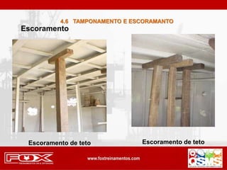 Escoramento de teto Escoramento de teto
Escoramento
4.6 TAMPONAMENTO E ESCORAMANTO
 