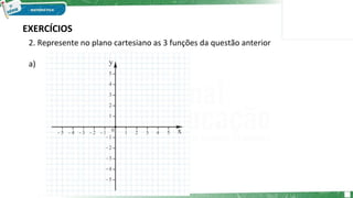 EXERCÍCIOS
2. Represente no plano cartesiano as 3 funções da questão anterior
a)
 