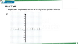 EXERCÍCIOS
2. Represente no plano cartesiano as 3 funções da questão anterior
b)
 