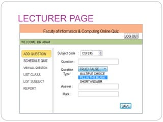 LECTURER PAGE
 
