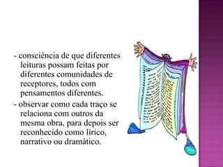 - sátiraWolf-DieterStempeldiz que toda obra está vinculada a um conjunto de informações e uma situação especial de apreensão e, por isto, pertence a um gênero, na medida que admite um horizonte de expectativas, isto-é, alguns conhecimentos prévios que conduziriam à sua leitura.