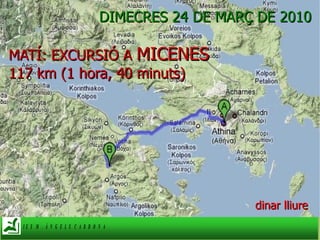 DIMECRES 24 DE MARÇ DE 2010 MATÍ: EXCURSIÓ A  MICENES 117 km (1 hora, 40 minuts) dinar lliure  