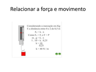 Relacionar a força e movimento
 
