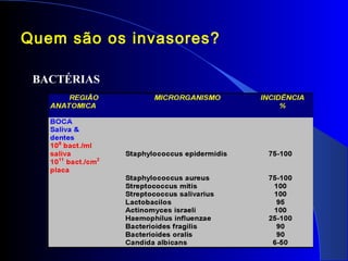Quem são os invasores?
BACTÉRIAS
 