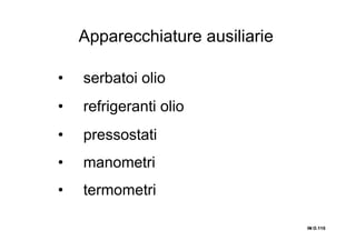 Apparecchiature ausiliarie
IN O.115IN O.115IN O.115IN O.115
• serbatoi olio
• refrigeranti olio
• pressostati
• manometri
• termometri
 
