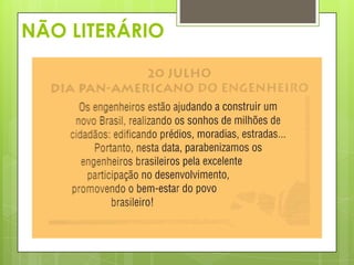 NÃO LITERÁRIO

 