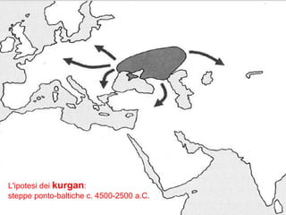 L'ipotesi dei kurgan:
steppe ponto-baltiche c. 4500-2500 a.C.