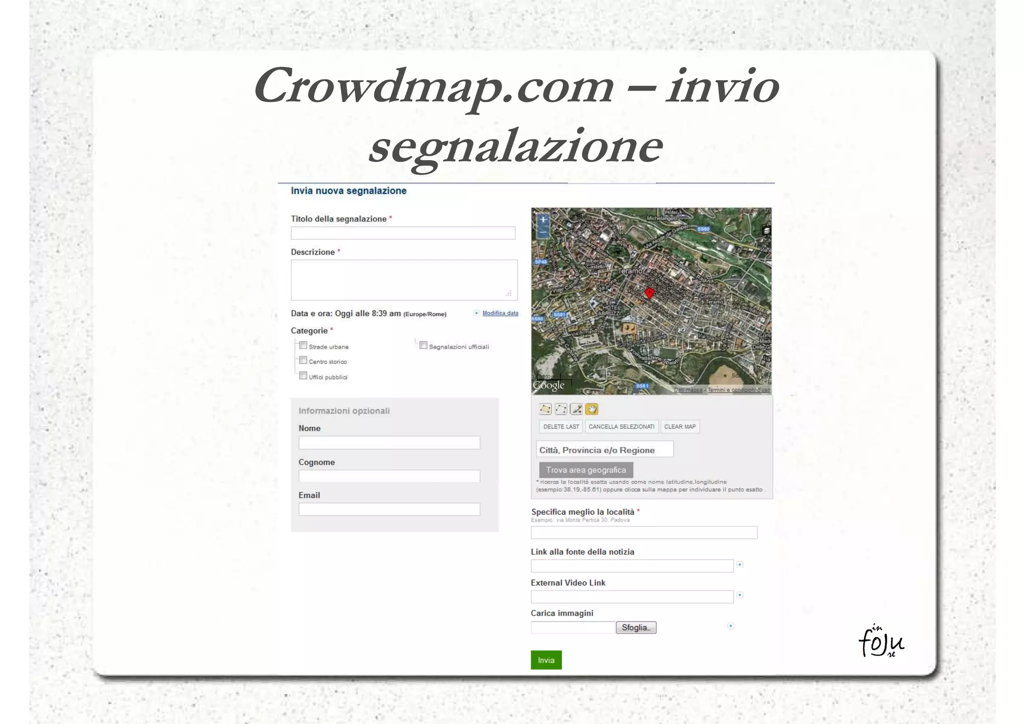 Crowdmap.com – invio
    segnalazione
 