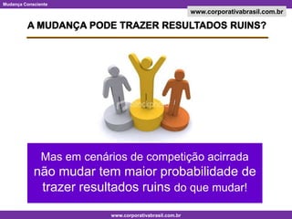 A MUDANÇA PODE TRAZER RESULTADOS RUINS?Mas em cenários de competição acirrada não mudar tem maior probabilidade de trazer resultados ruins do que mudar!