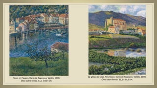 Toros en Pasajes. Dario de Regoyos y Valdés. 1898.
Óleo sobre lienzo. 61,3 x 50,4 cm.
La iglesia de Lezo. País Vasco. Dario de Regoyos y Valdés. 1898.
Óleo sobre lienzo. 61,5 x 50,5 cm.
 