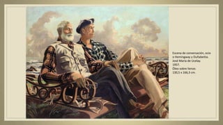 Escena de conversación, ocio
o Hemingway y Duñabeitia.
José María de Ucelay.
1957.
Óleo sobre lienzo.
130,5 x 166,3 cm.
 
