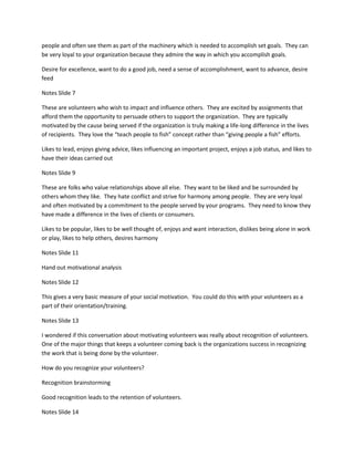 Slide Notes For Motivating Volunteers Presentation