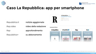 Caso La Repubblica: app per smartphone
Repubblica.it notizie agggiornate
Rep.video video della redazione
Rep approfondimento
Repubblica+ su abbonamento
 