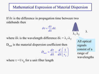 Mathematical Expression of Material Dispersion




d
d

If  is the difference in propagation time between two
sid...