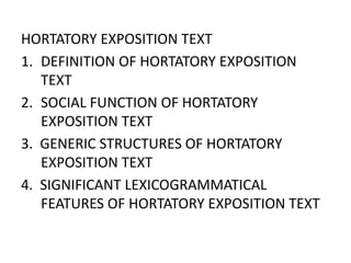 social function of hortatory exposition