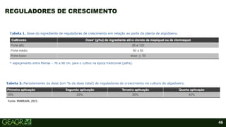 46
REGULADORES DE CRESCIMENTO
Fonte: EMBRAPA, 2021.
 