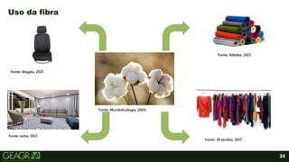34
Uso da fibra
Fonte: JB tecidos, 2017.
Fonte: Alibaba, 2021.
Fonte: extra, 2021.
Fonte: Magalu, 2021.
Fonte: MundoEcologia, 2020.
 