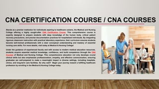 Classes for Certified Nursing Assistant. | PPTX