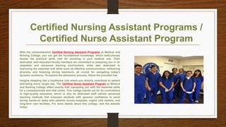 Home Health Aide Training of Medical and Nursing College | PPTX