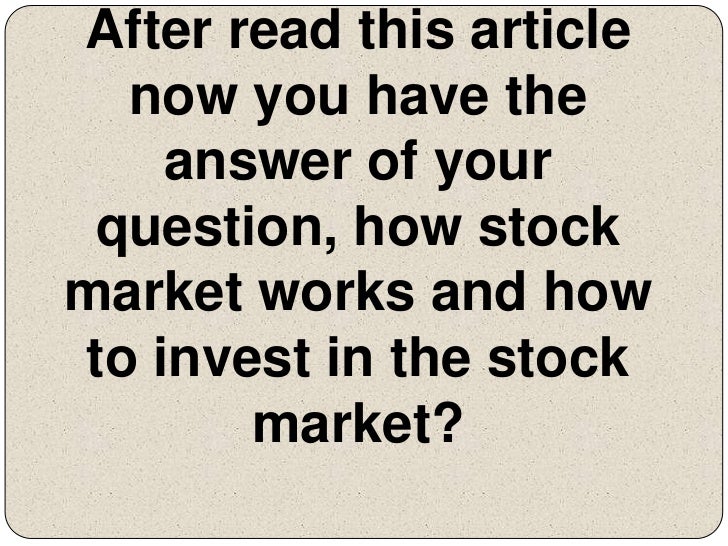 basics of stock market in india ppt