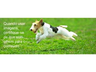 Quando usar
imagens,
certifique-se
de que elas
olhem para o
conteúdo.
 