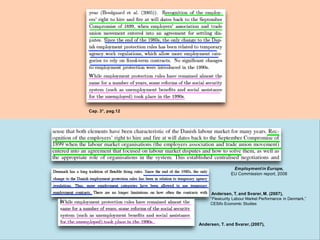 Andersen, T. and Svarer, M. (2007),
“Flexicurity Labour Market Performance in Denmark,”
CESifo Economic Studies
Andersen, T. and Svarer, (2007),
Employmentin Europe,
EU Commission report, 2006
Cap. 3°, pag.12
 