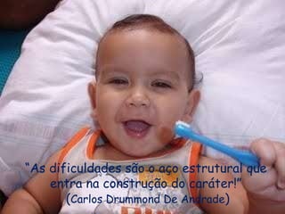 “ As dificuldades são o aço estrutural que entra na construção do caráter!” ( Carlos Drummond De Andrade ) 