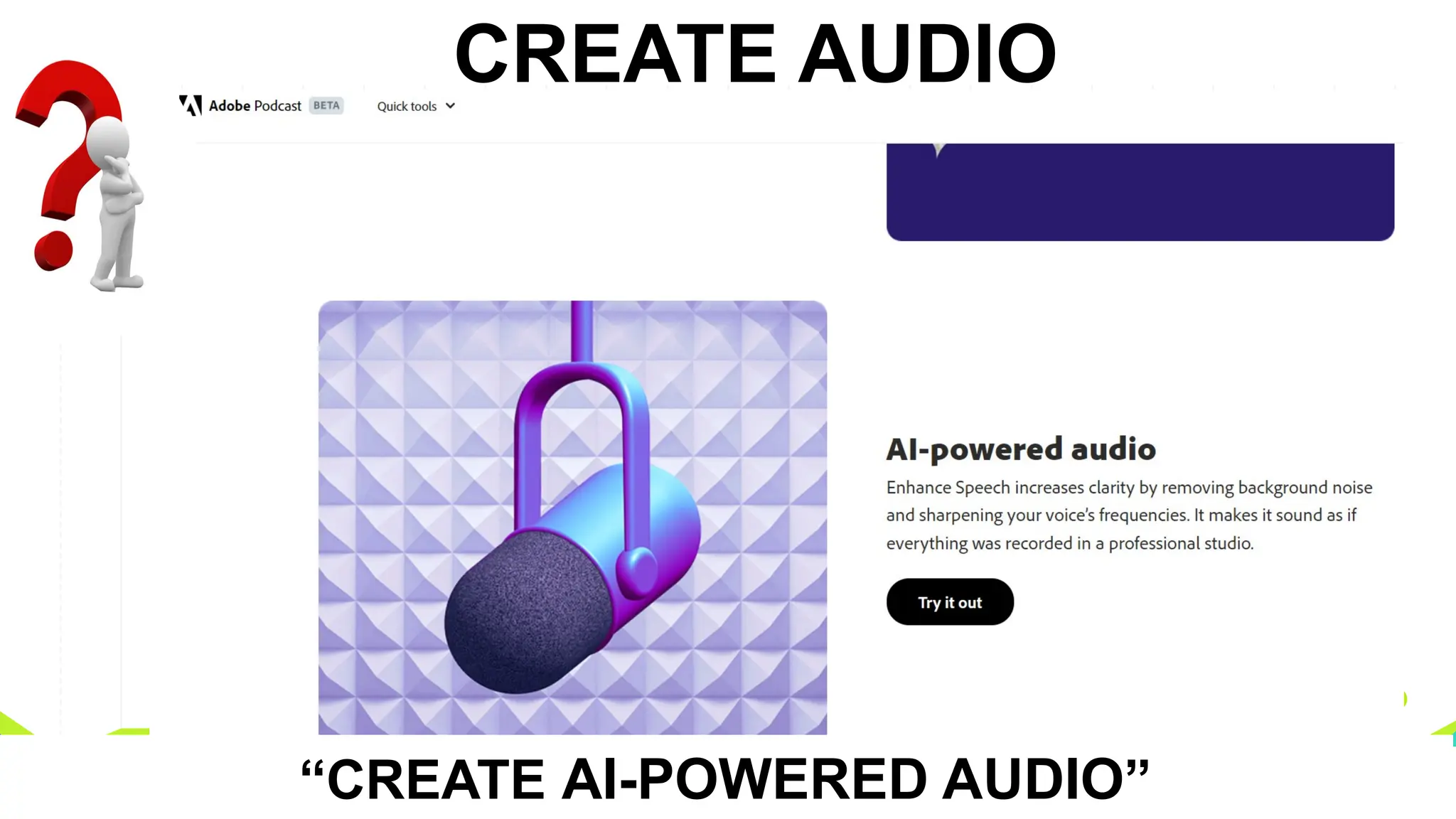 CREATE AUDIO
“CREATE AI-POWERED AUDIO”
 